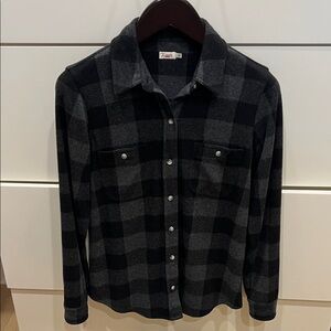 Faherty Black and Gray Plaid Flannel Button Down Shirt